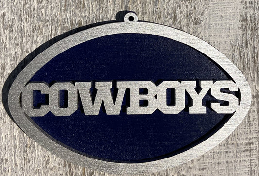 Cowboys Ornament - Silver over Navy