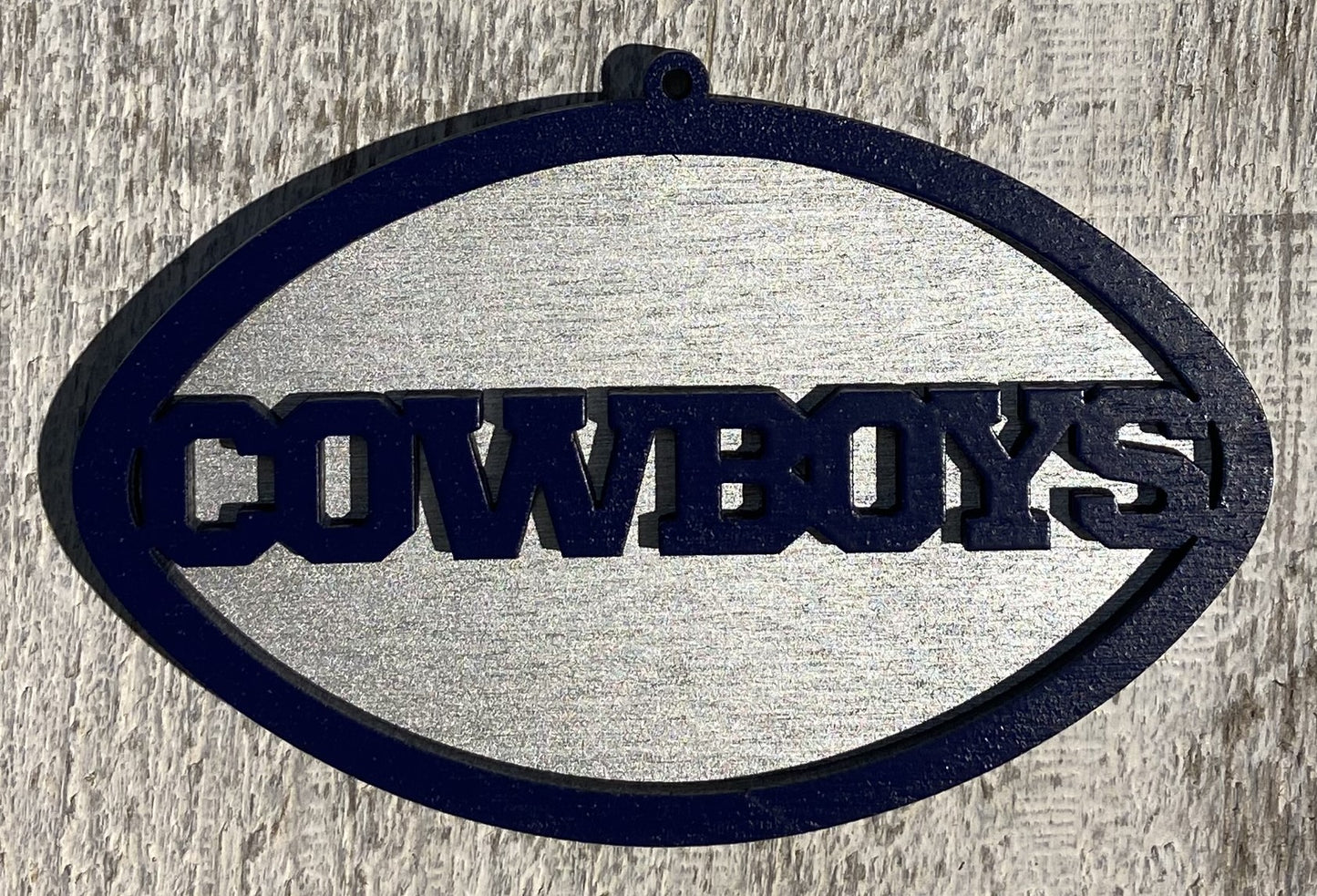 Cowboys Ornament - Navy over Silver