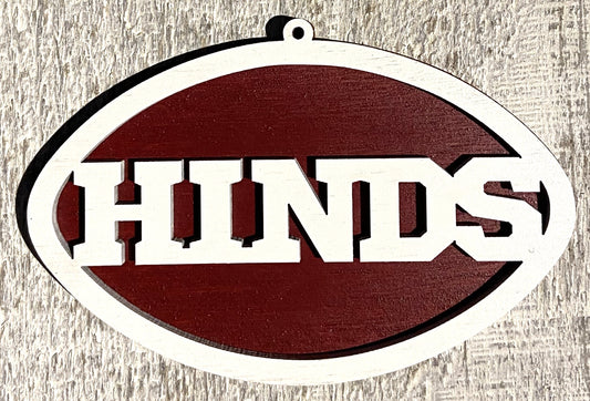 Hinds Ornament - White over Maroon