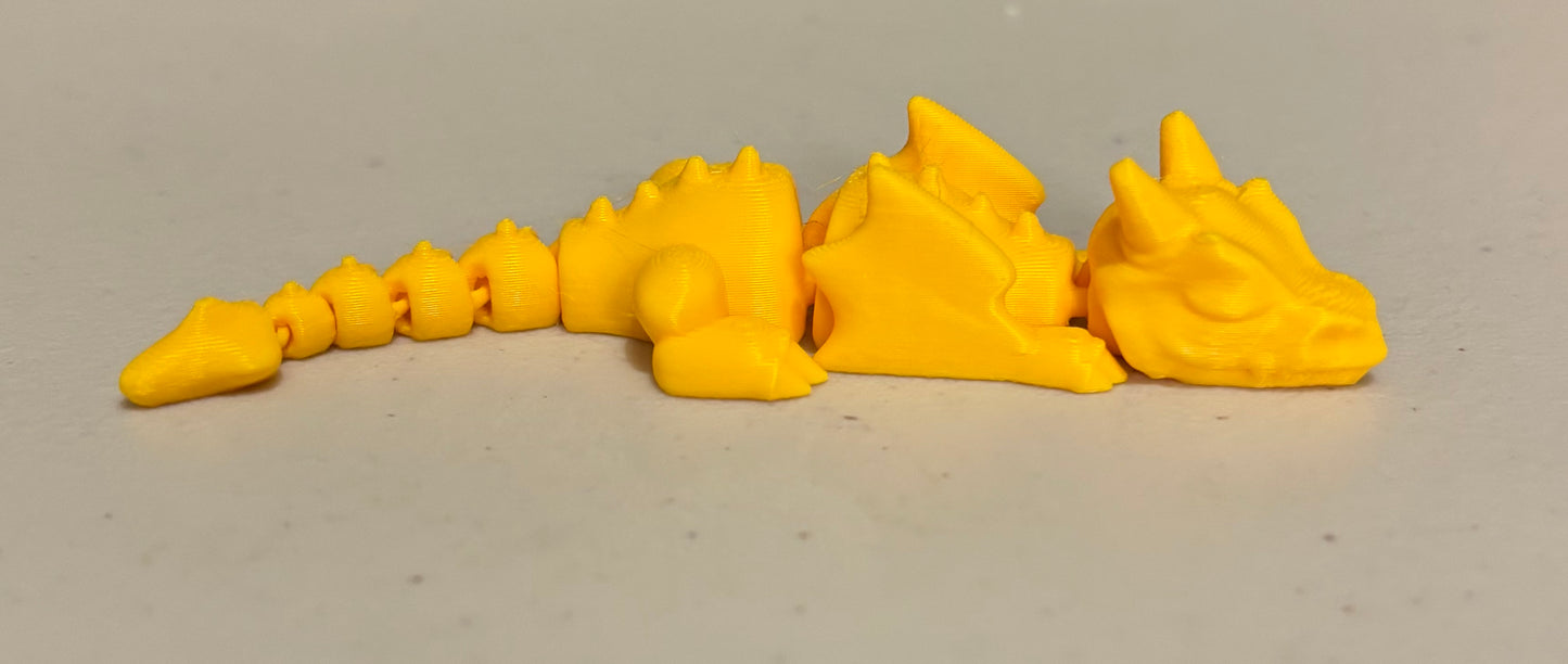 3D printed Lazy Dragon - 8-1/4" - Sunflower Yellow