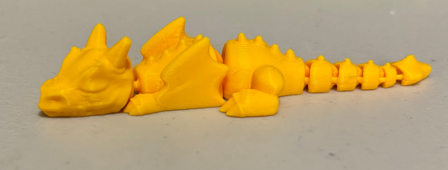 3D printed Lazy Dragon - 8-1/4" - Sunflower Yellow