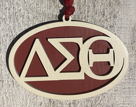 Delta Sigma Theta Ornament - Heirloom over Crimson