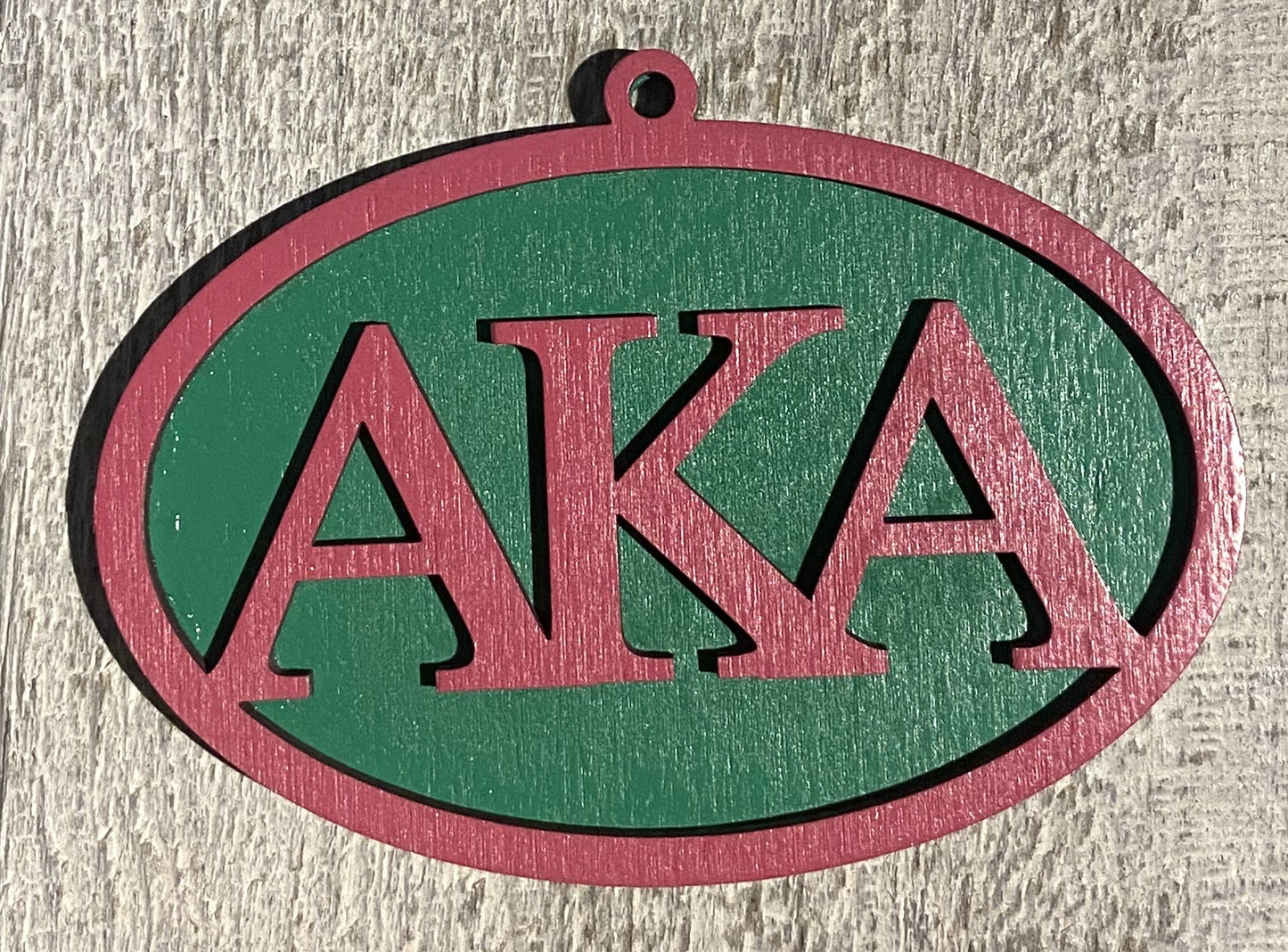 Alpha Kappa Alpha Ornament - Pink over Green