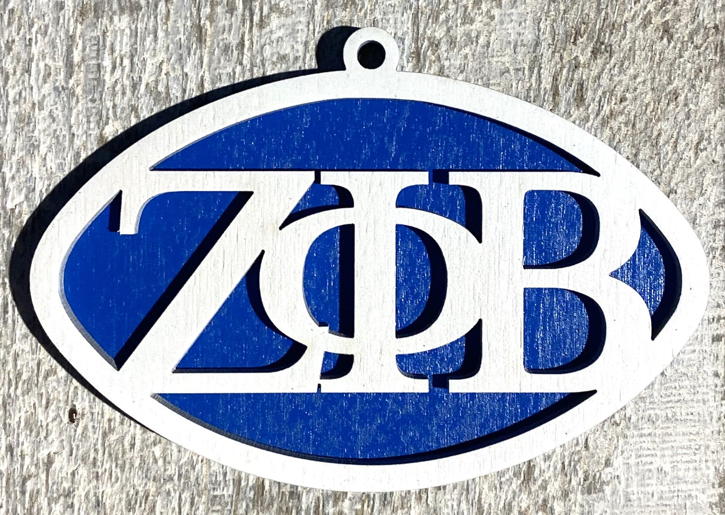 Zeta Phi Beta Ornament - White over Blue