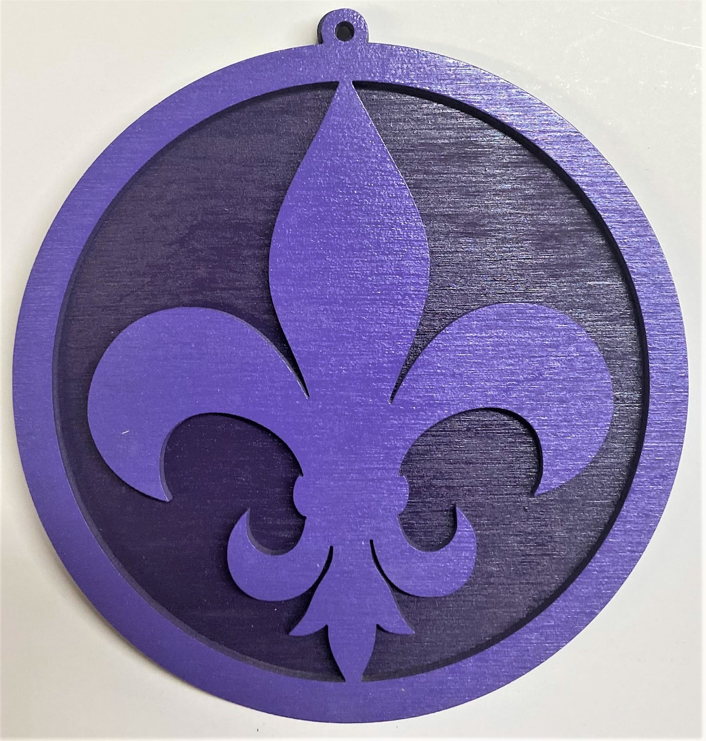 Fluer de Lis Wood Ornament - Grape over Purple