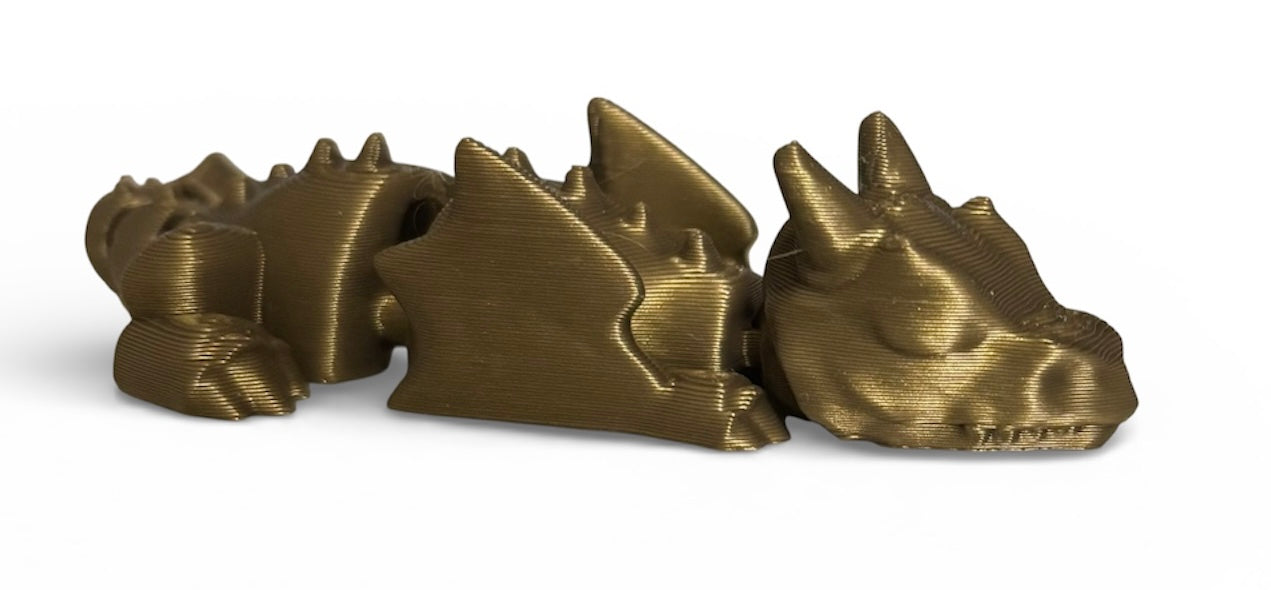 3D printed 4" Lazy Dragon, Bronze