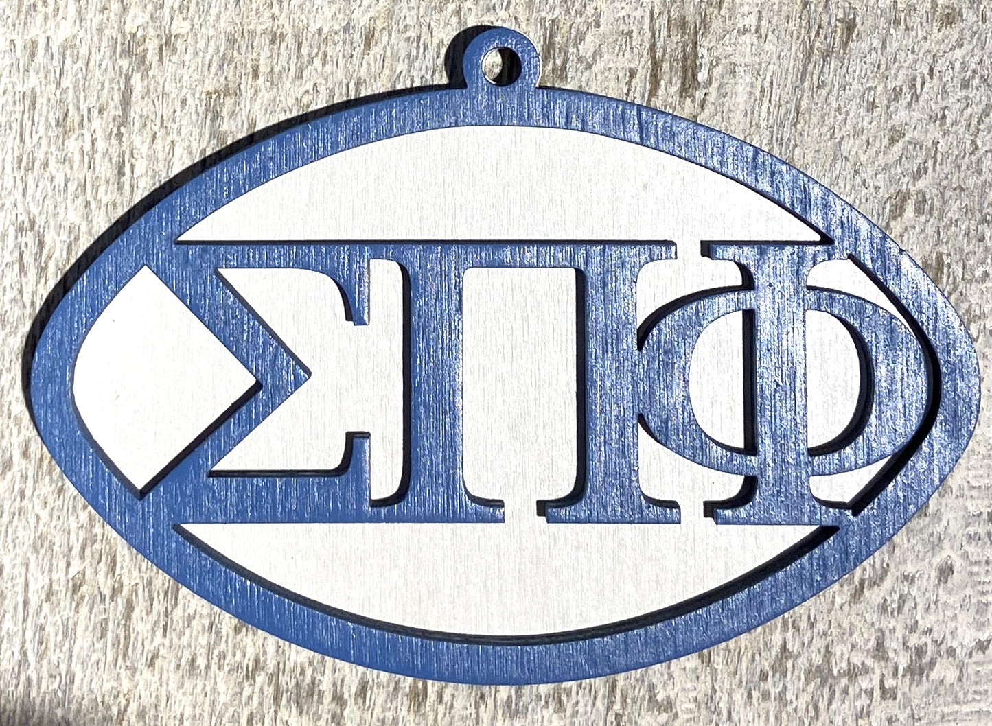 Sigma Pi Phi Ornament - Blue over White