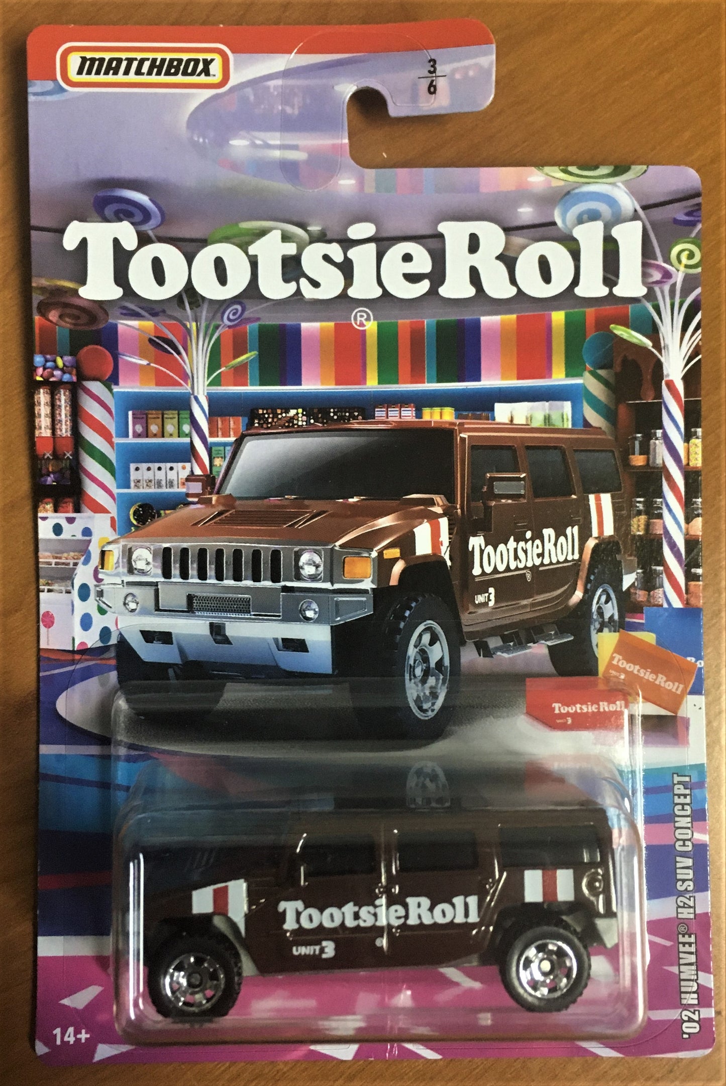 2019 Matchbox Sweet Rides #3 02 Humvee H2 SUV Concept Tootsie Roll