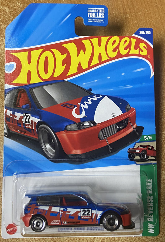2025 Hot Wheels #201 Honda Civic Custom RED/BLUE