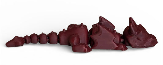 3D printed 4" Lazy Dragon, Maroon