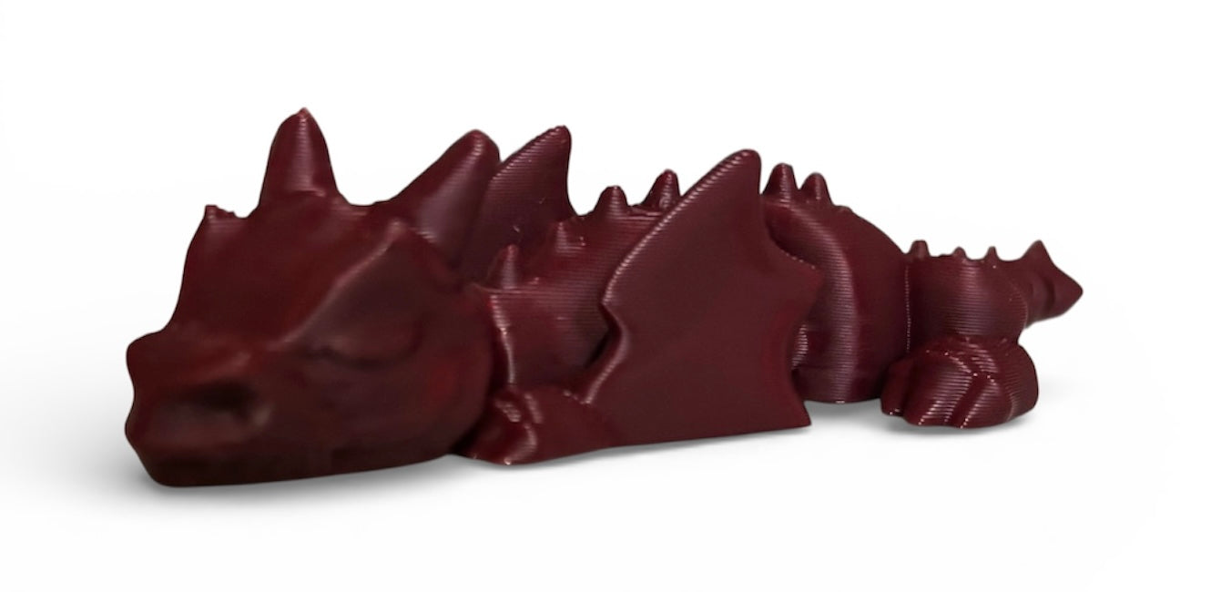 3D printed 4" Lazy Dragon, Maroon