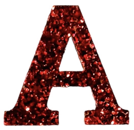 Scarlet Red Glitter Acrylic Letter A Font #01