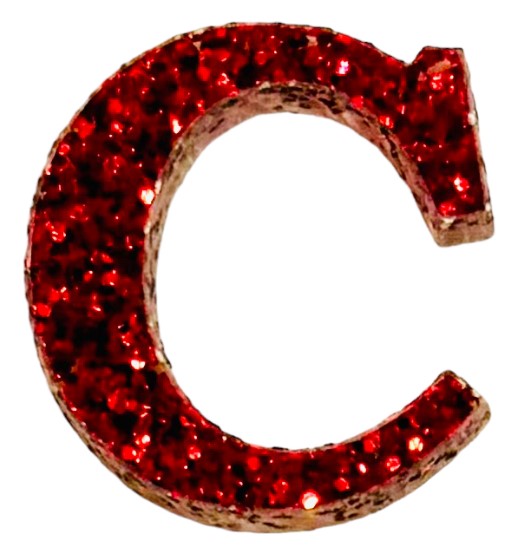 Scarlet Red Glitter Acrylic Letter C Font #01