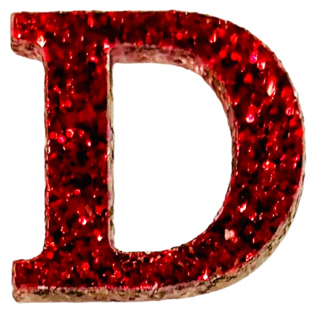 Scarlet Red Glitter Acrylic Letter D Font #01