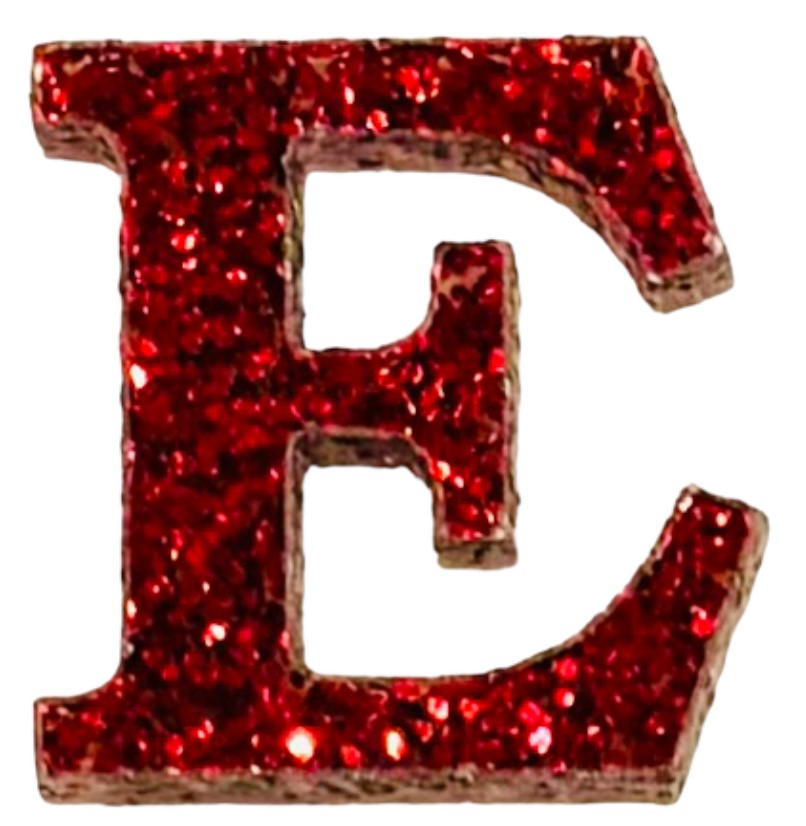 Scarlet Red Glitter Acrylic Letter E Font #01