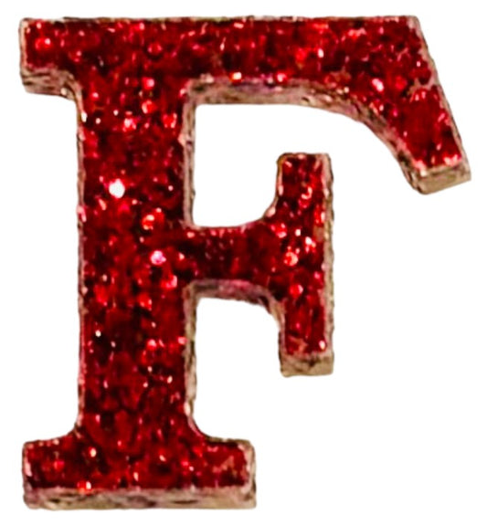 Scarlet Red Glitter Acrylic Letter F Font #01