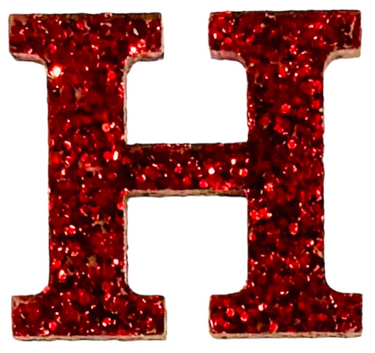 Scarlet Red Glitter Acrylic Letter H Font #01