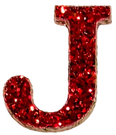 Scarlet Red Glitter Acrylic Letter J Font #01