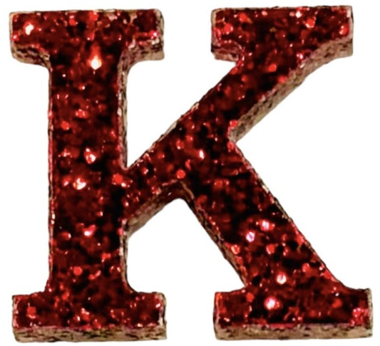 Scarlet Red Glitter Acrylic Letter K Font #01