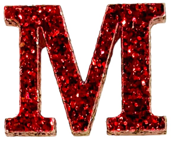 Scarlet Red Glitter Acrylic Letter M Font #01