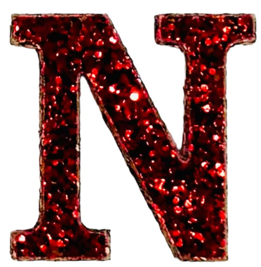 Scarlet Red Glitter Acrylic Letter N Font #01