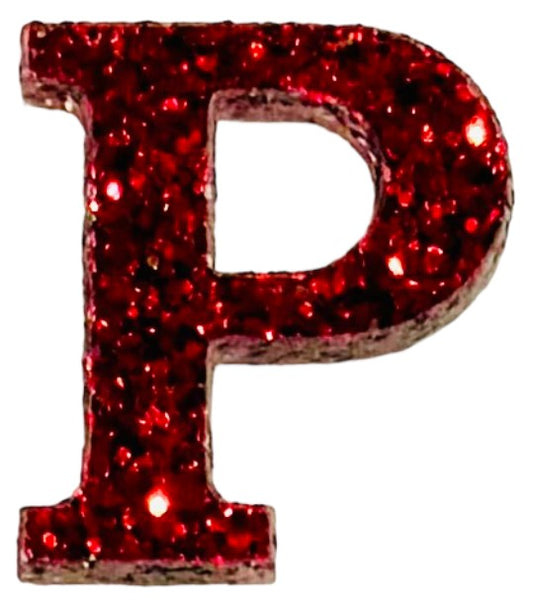 Scarlet Red Glitter Acrylic Letter P Font #01