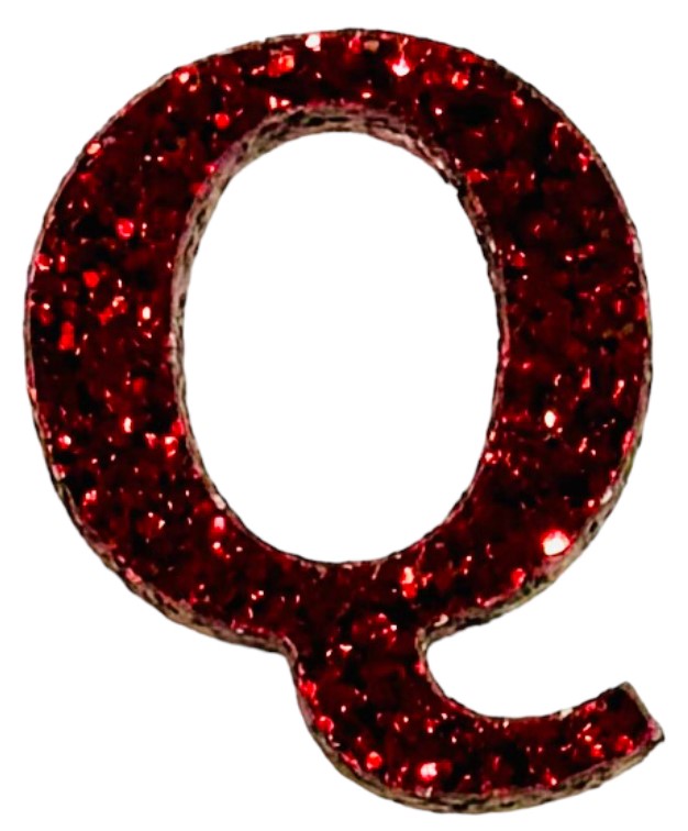 Scarlet Red Glitter Acrylic Letter Q Font #01