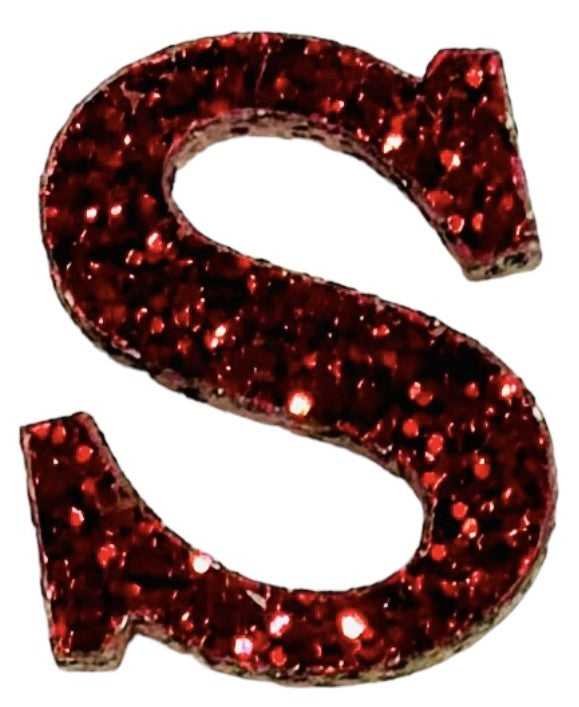 Scarlet Red Glitter Acrylic Letter S Font #01