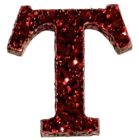 Scarlet Red Glitter Acrylic Letter T Font #01