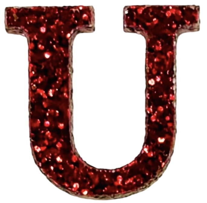 Scarlet Red Glitter Acrylic Letter U Font #01