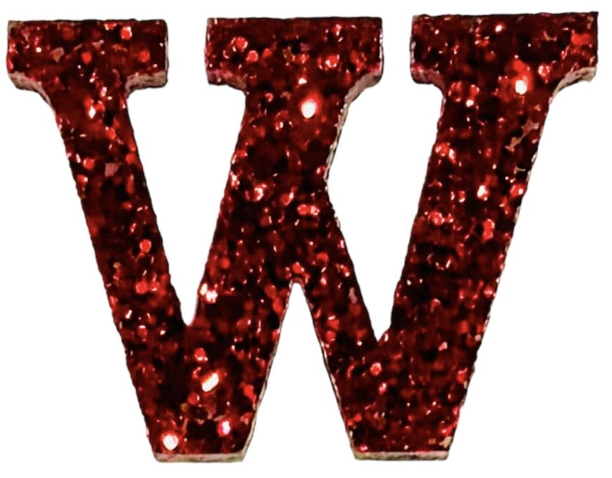 Scarlet Red Glitter Acrylic Letter W Font #01