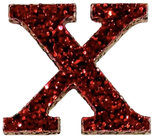 Scarlet Red Glitter Acrylic Letter X Font #01