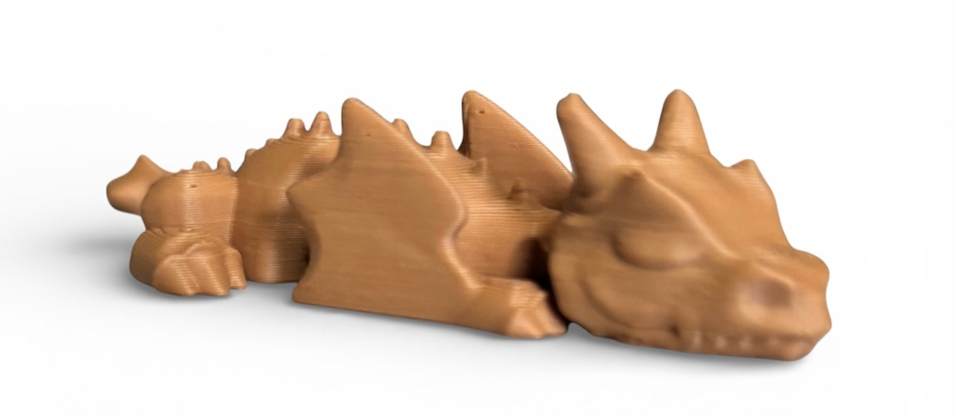 3D printed 4" Lazy Dragon, Caramel
