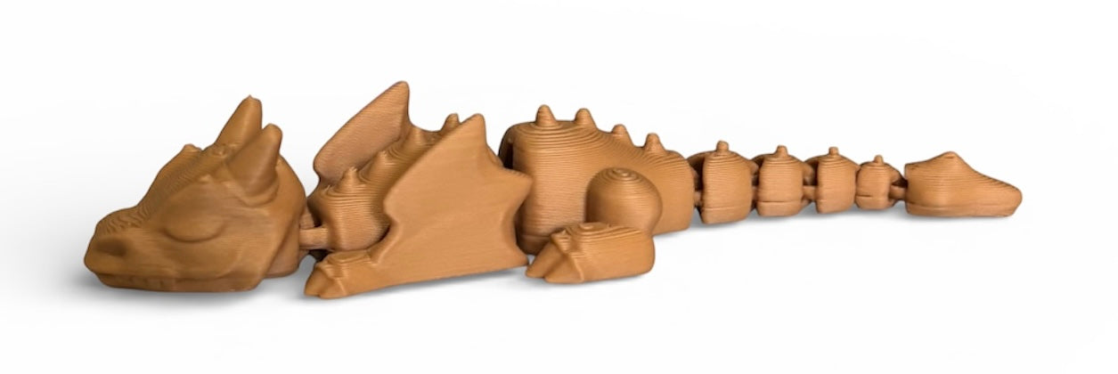 3D printed 4" Lazy Dragon, Caramel