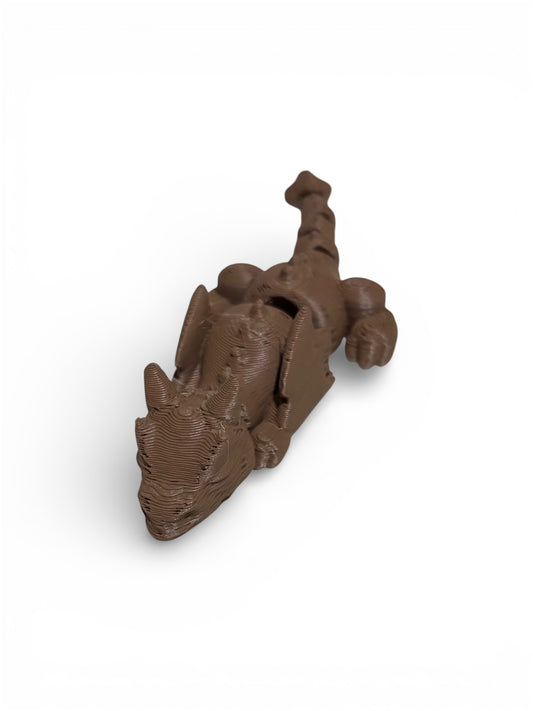 3D printed 4" Lazy Dragon, Dark Brown