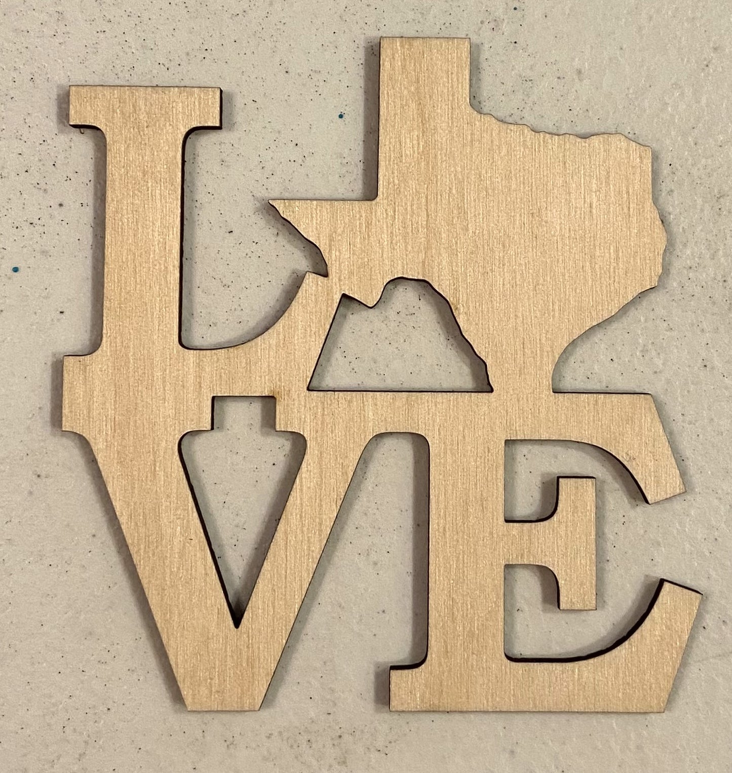 Love Texas Shape - Unfinished 1/8" Plywood