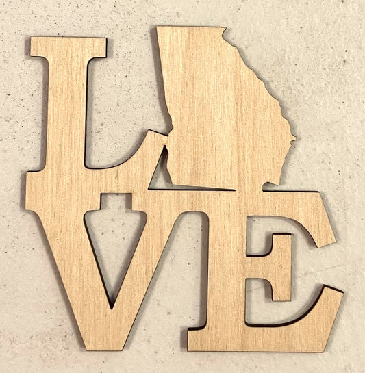 Love Georgia Shape - Unfinished 1/8" Plywood