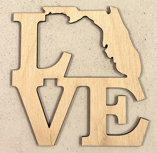 Ready to Paint Shape - 1/8" Birch - Love Florida - S246