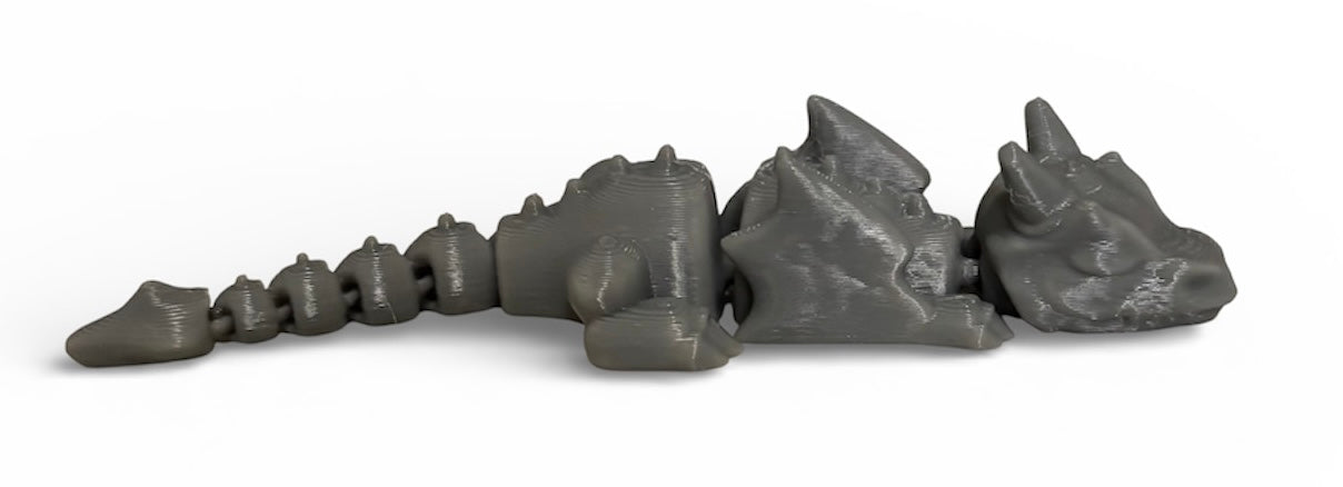3D printed Lazy Dragon - 8-1/4" - Dark Gray
