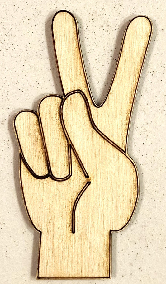 Ready to Paint Shape - 1/8" Birch - Peace Sign Hand - S267
