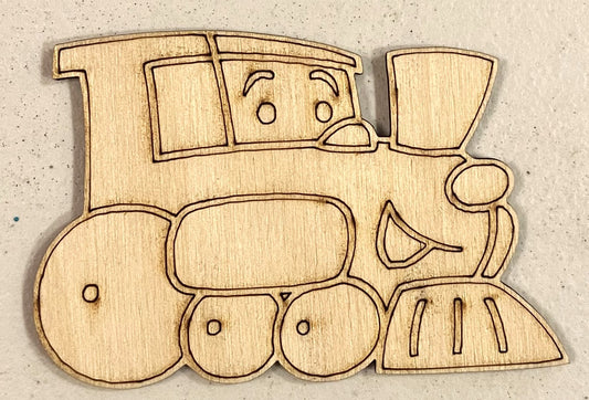 Ready to Paint Shape - 1/8" Birch - Cute Train - S268