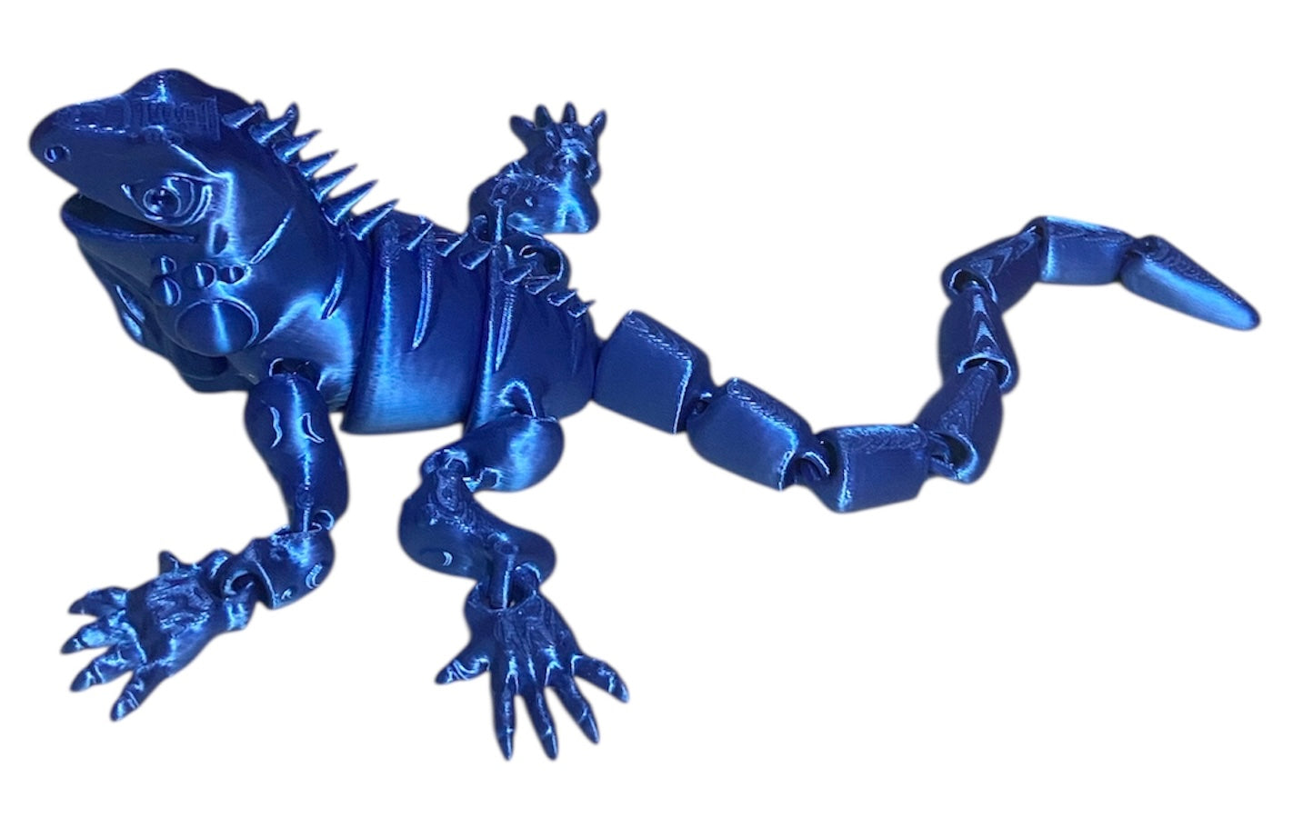 3D Printed - 8" Iguana - Blue Silk