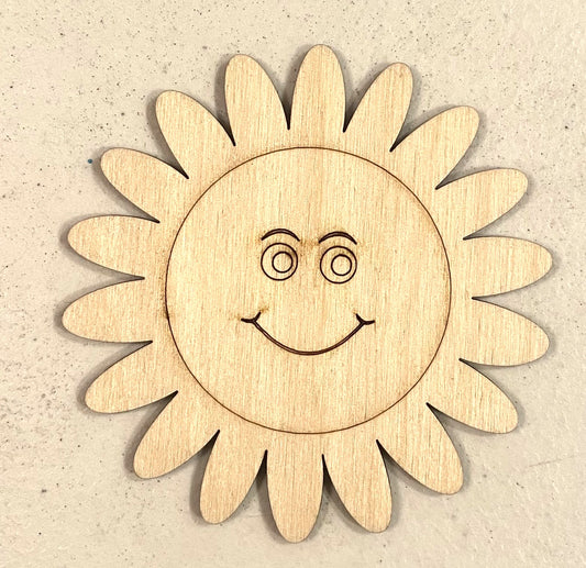 Ready to Paint Shape - 1/8" Birch - Sunflower Smile - S270