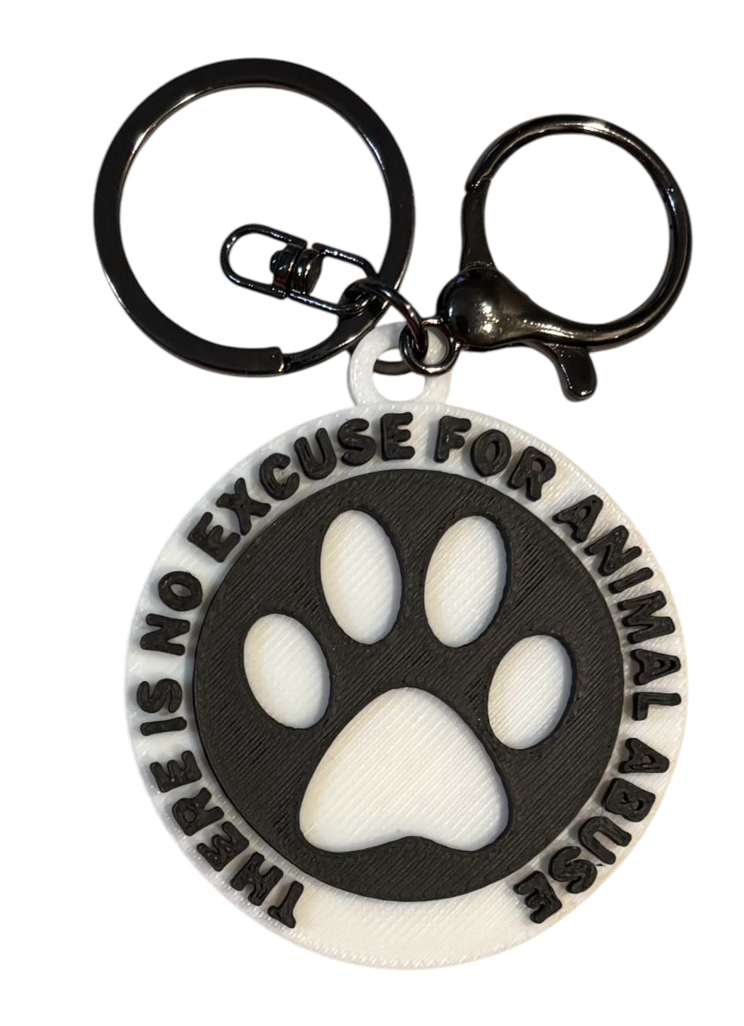 No Excuse For Animal Abuse Keychain