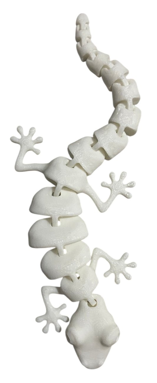 7" Articulated Lizard - White