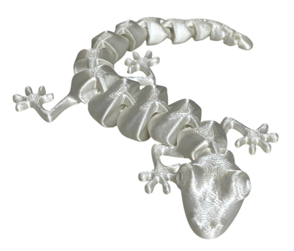 7" Articulated Lizard - White Silk