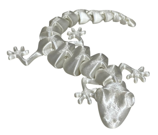 7" Articulated Lizard - White Silk
