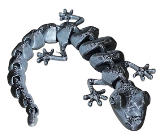 7" Articulated Lizard - White/Black