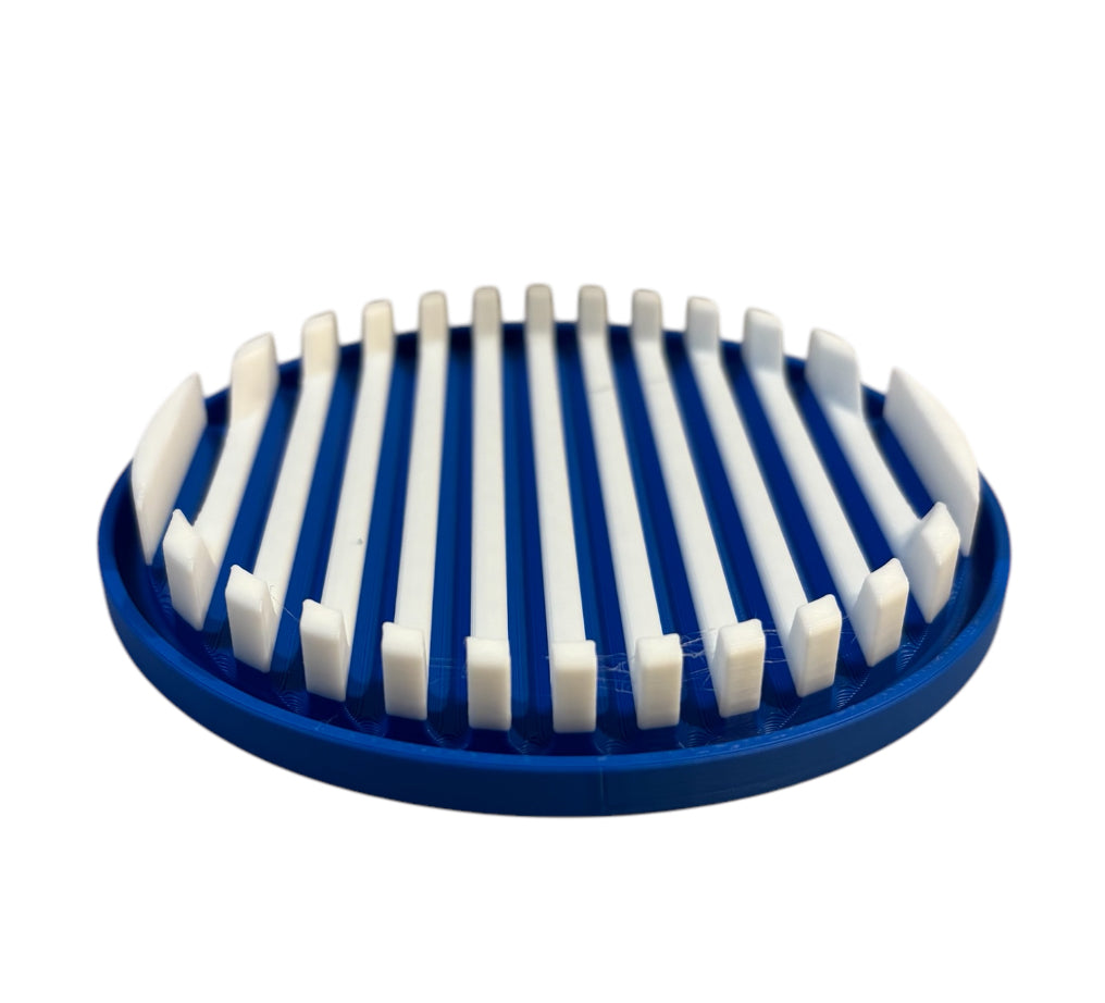 4-1/4" Diameter Ridge Coasters - White over Blue