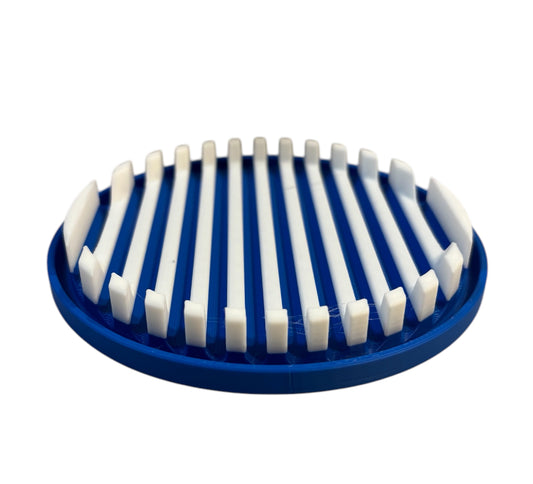 4-1/4" Diameter Ridge Coasters - White over Blue